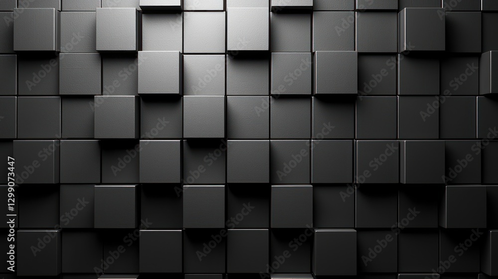Aufkleber abstract black cubes background pattern with shadows and light