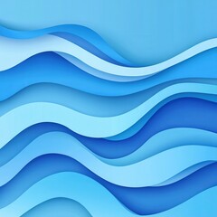 Obraz premium Stylized abstract art with flowing blue wave patterns on a soft blue background, modern flat design