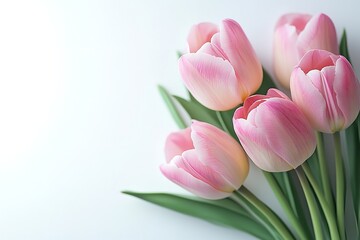 Cheers to Mother's Day, composition. A white backdrop with flowers. Generative Ai