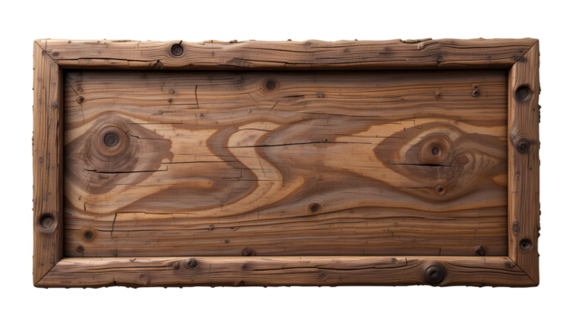 Wooden sign board isolated on transparent background 