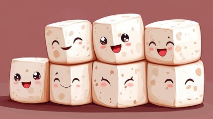 stack of tofu cubes isolated,cartoon