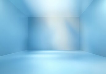Fototapeta premium Spacious Light Blue Room with Soft Illuminated Walls and Floor for Minimalist Interior Design and Creative Background Projects