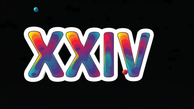 Multi colored inscription roman numerals xxiv with colored spots floating inside looped alpha channel. 4K footage download