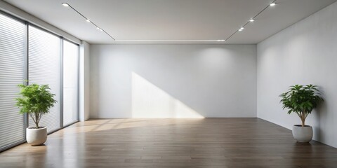 Sunlit Empty Room with Hardwood Floors and Potted Plants