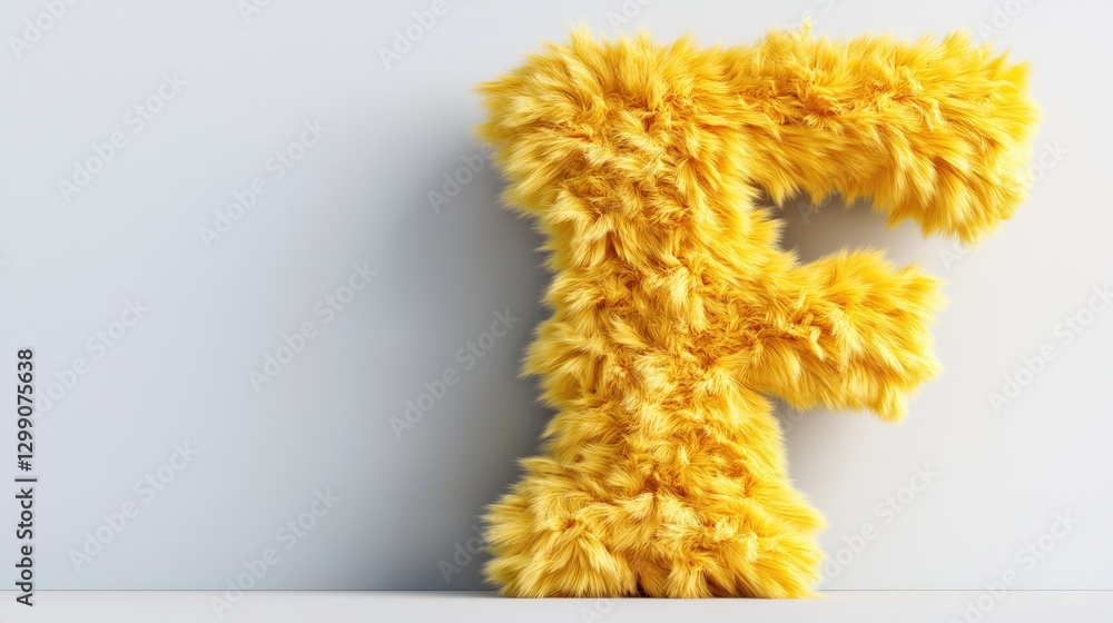 Poster creative yellow f letter display studio setting 3d art minimalist environment close-up view design c