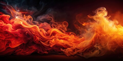 Abstract fiery swirls of smoke and color, a dramatic and intense visual representation of energy and passion