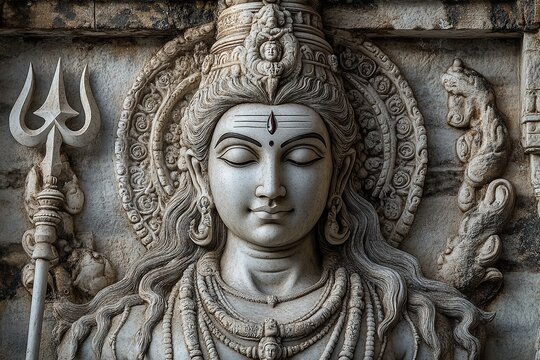 Shiva Lord brandishing a trident, Mahadev, Bhole, and Trident. Generative Ai