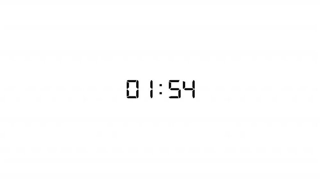 2 minutes countdown, two minute timer countdown animation, animation on two minutes countdown on a transparent background.	