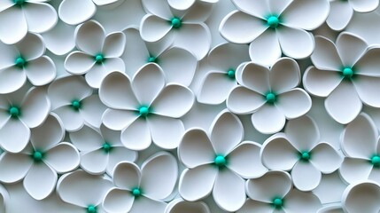 Elegant White and Green Geometric Seamless Floral Pattern for Creative Designs