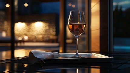 Luxurious Wine Glass on Elegant Serving Tray for Sophisticated Events and Celebrations
