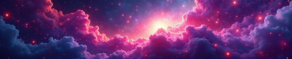 Abstract swirls, vibrant nebulas, glowing energy streams, graphic, vibrant