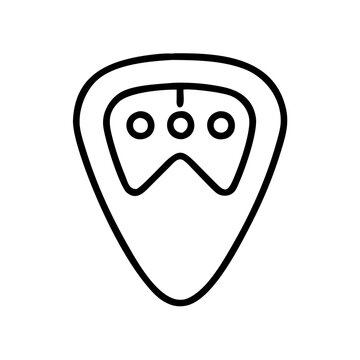 recommend clip art: Guitar pick with three dots design, black outline, modern design