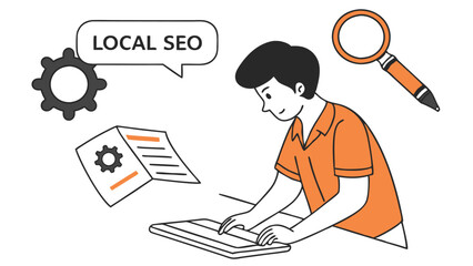 Modern Flat Style SEO Concept Illustration on Transparent Background
