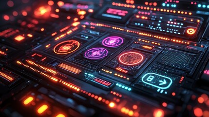 Fototapeta premium Futuristic Interface with Glowing Elements for Technology and Science Concepts