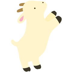 friendly goat standing on its hind legs, cute farm animal flat vector illustration