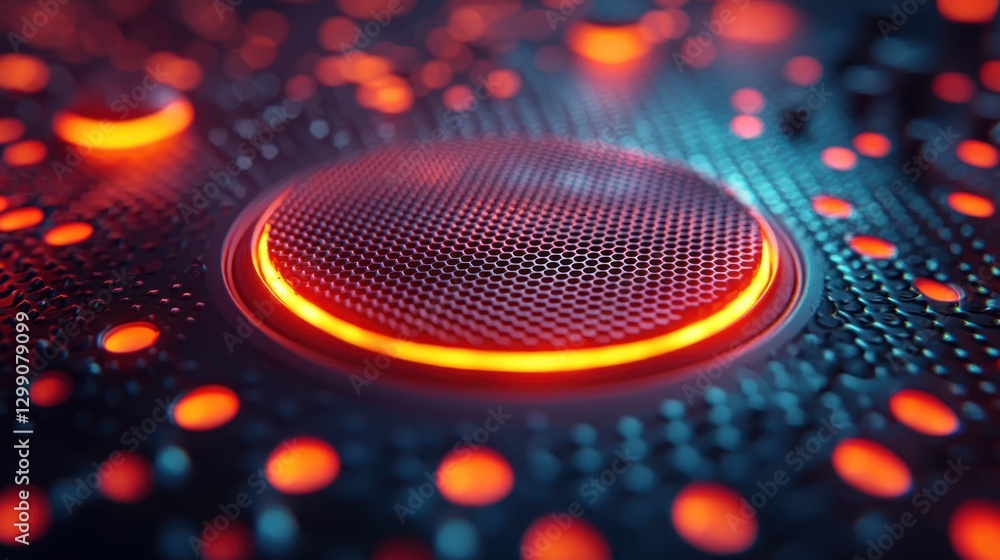 Poster futuristic technology texture with glowing red accents and hexagonal pattern