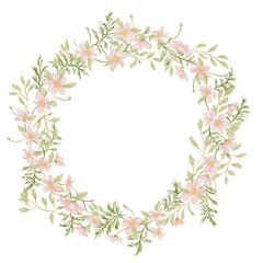 Pink Flower Wreath Illustration