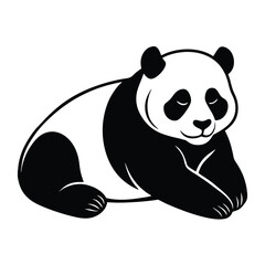 Panda Silhouette on white background
