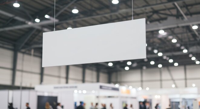 Blank Signage Hanging in a Modern Convention Center
