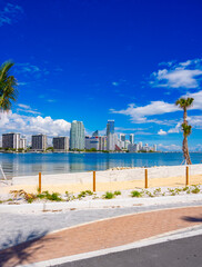 Miami Florida USA. Key Biscayne park on Biscayne Bay.