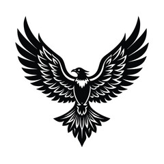 Black and White Phoenix vector Silhouette on white background
