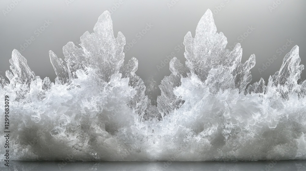 Poster dynamic ice crystal formation with textured white wave patterns