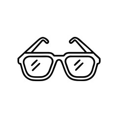 Sunglasses icon with stylish frames, showcases summer fashion, black outline, modern design