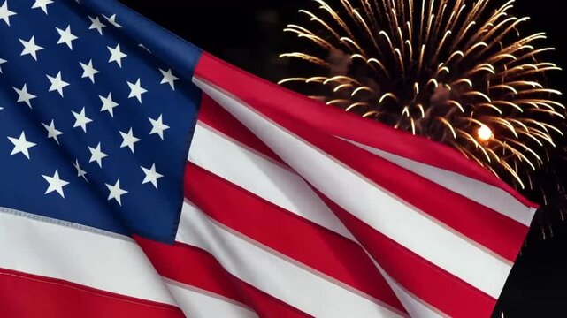 Happy 4th of July Independence Day, Hand holding Sparkler fireworks USA celebration with American flag waving. Concept Independence Day, Fireworks, Sparkler, Memorial, 4K footage free download