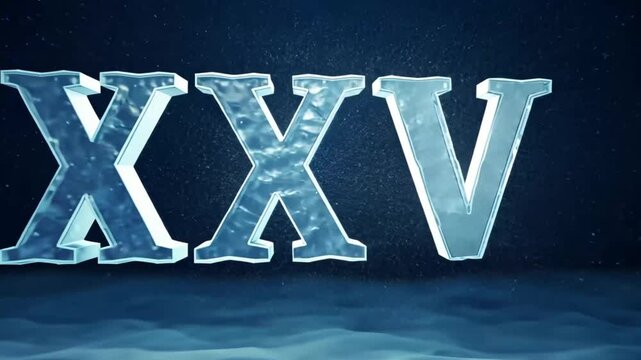 New year text roman numerals xxv snow falls christmas mood looped video alpha channel premultiplied matted with deep blue. 4K footage download