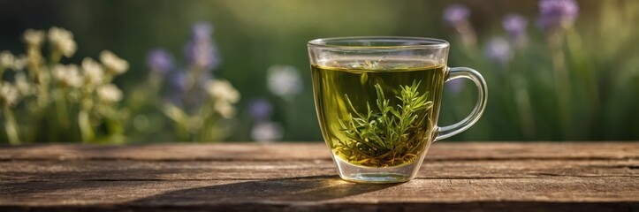 Transparent Cup Herbal Tea Fresh Aroma, Health Benefits and Herbal Infusions, Relaxing Moments