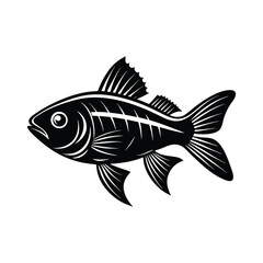 Vector illustration of a fish Silhouette on white background