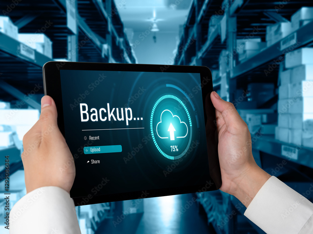 Poster backup storage data internet technology business concept. database storage cloud technology file dat