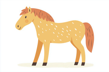 Cute horse, simple flat illustration in pastel palette style on a white background
