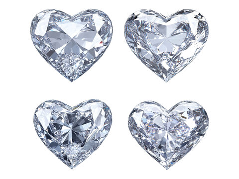 set of heart shape diamonds