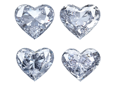 set of heart shape diamonds