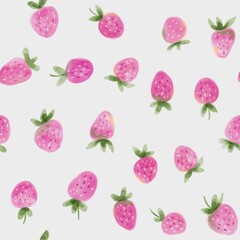 Raster strawberry seamless pattern illustration