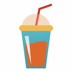 glass of cola with ice illustration on white background