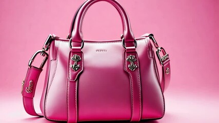 Stylish pink handbag on a vibrant pink background showcasing modern fashion trends and design details