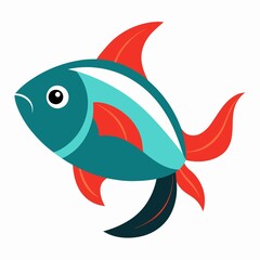 Colorful cartoon fish illustration on white background