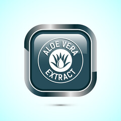 Aloe vera extract icon design illustration. Aloe vera badge label for product packaging, Gray color square button design