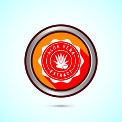 Aloe vera extract icon design illustration. Aloe vera badge label for product packaging, Orange color shadow button design