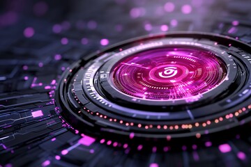 Abstract Glowing Circular Interface A Futuristic Digital Technology Background
