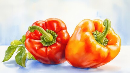 Artistic Watercolor Painting of Colorful Bell Peppers in Chaos