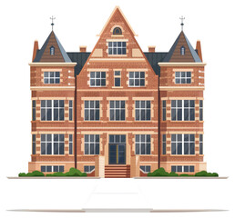 Fototapeta premium An illustrative vector image of a large brick facade building