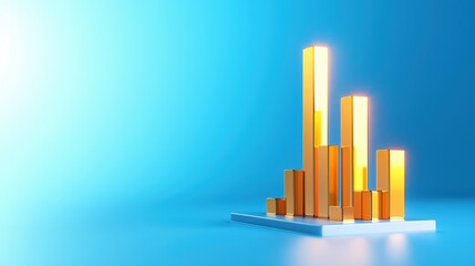 3D Holographic Graph Representing Business Statistics and Data Insights