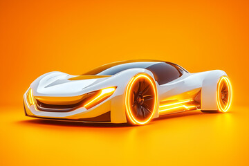 Futuristic concept car isolated on a solid color background