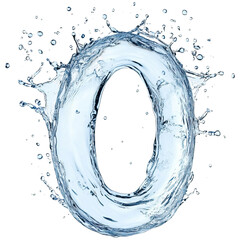 A dynamic splash forms the shape of the number zero, showcasing the movement and fluidity of water.