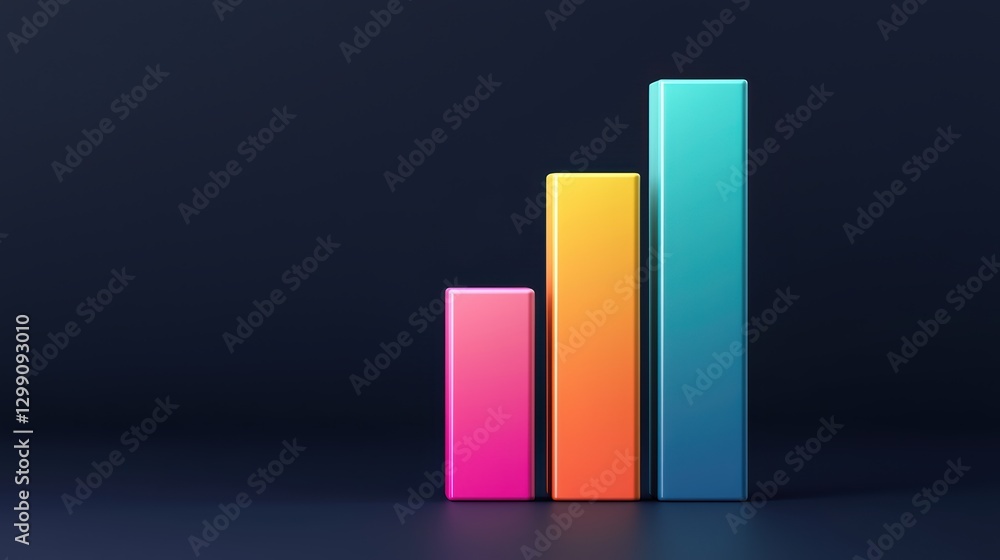 Poster colorful bar graph representation in dark mode for data visualization