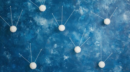 Nanosatellite network for global communication space technology visualization blue background innovative concept