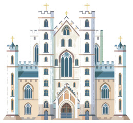 Fototapeta premium A detailed illustration of a large church building with spires